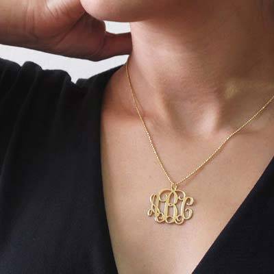 18k Gold Plated Sterling Silver Monogram Necklace-3 product photo