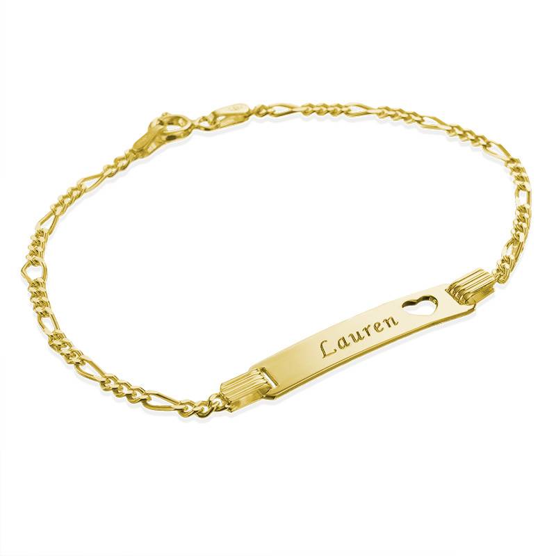 18k Gold-Plated Silver Girls ID Bracelet with Heart-3 product photo