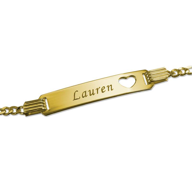 18k Gold-Plated Silver Girls ID Bracelet with Heart-2 product photo