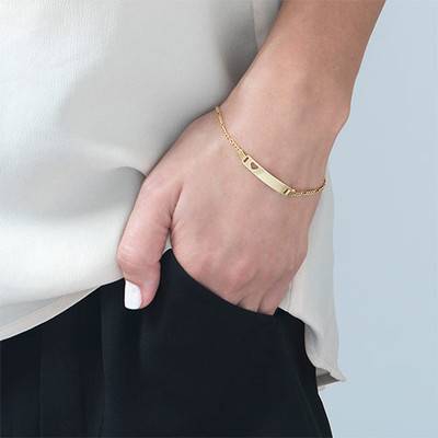 18k Gold-Plated Silver Girls ID Bracelet with Heart-3 product photo