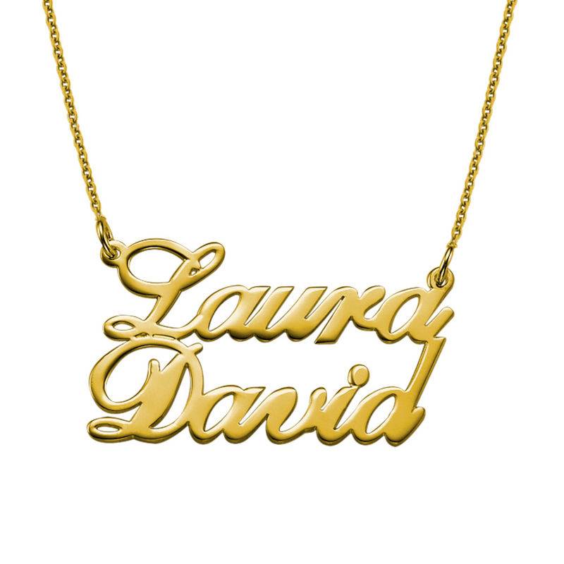 18ct Gold-Plated Silver Two Names Pendant Necklace-1 product photo