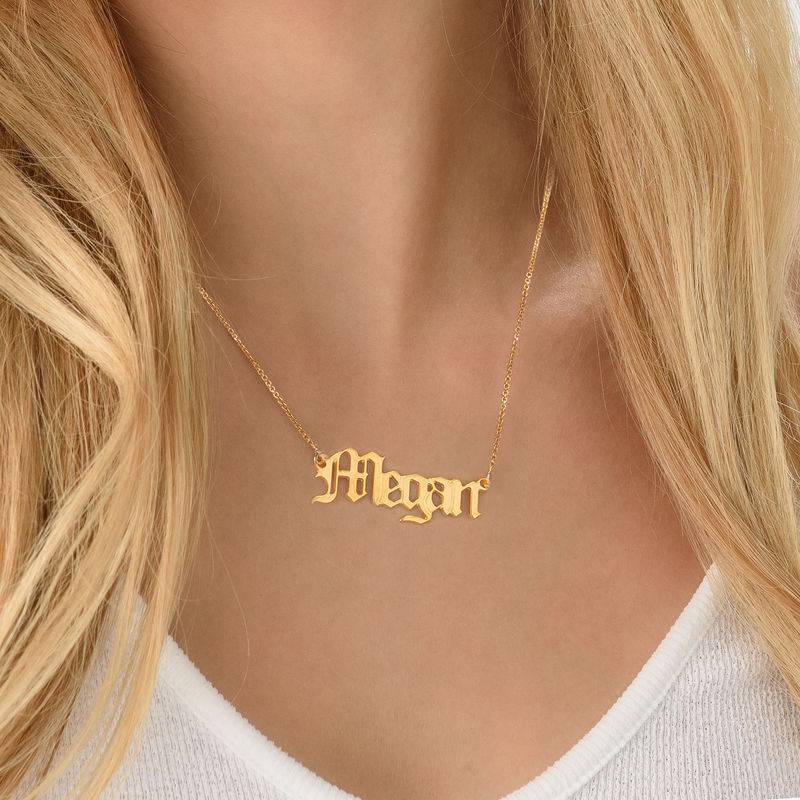 18k Gold Vermeil Old English Style Name Necklace-1 product photo