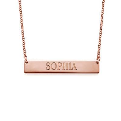 18k Plated Rose Gold Bar Necklace with Engraving-1 product photo