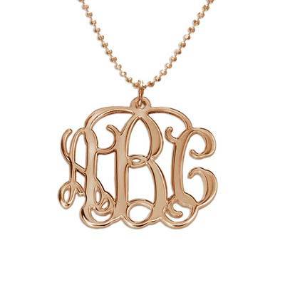 18k Rose Gold Plated Silver Monogram Necklace-1 product photo