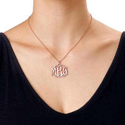 18k Rose Gold Plated Silver Monogram Necklace-2 product photo