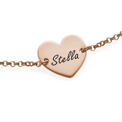 18k Rose Gold Plated Engraved Heart Bracelet-3 product photo