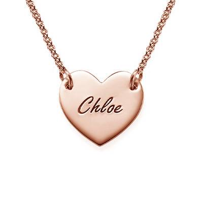 18k Rose Gold Plated Engraved Heart Necklace-1 product photo