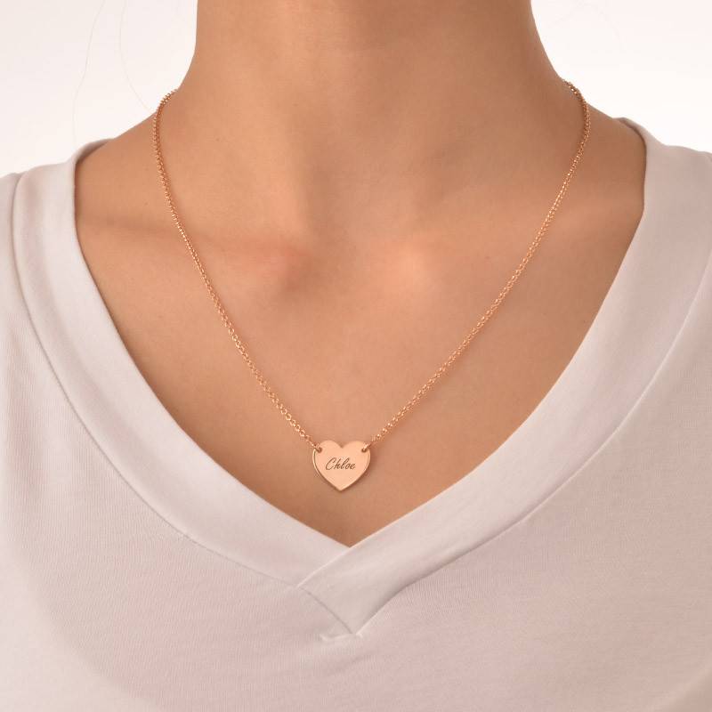 18k Rose Gold Plated Engraved Heart Necklace-2 product photo