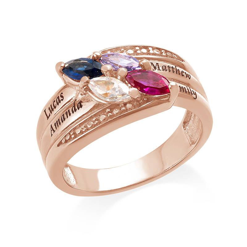 4 Stone Mother Ring - Rose Gold Plated-2 product photo