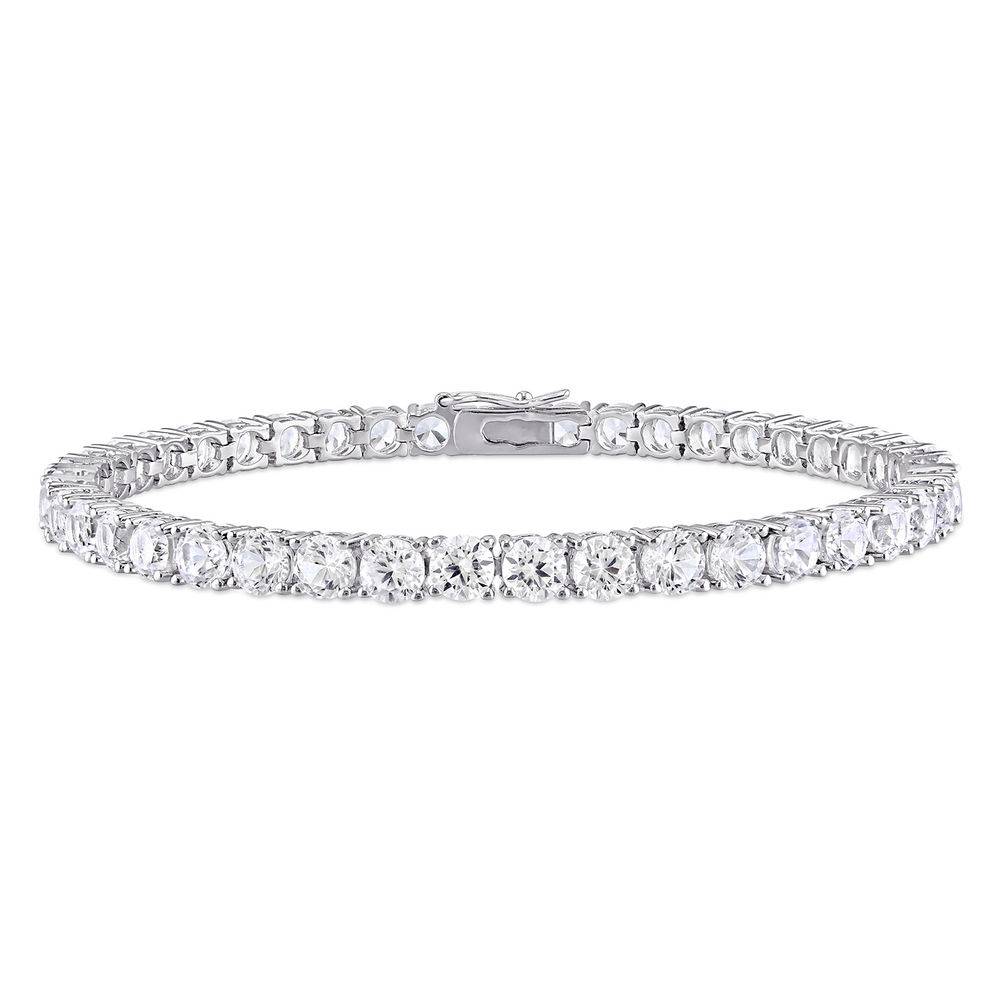 4.0mm Round Lab-Created White Sapphire Tennis Bracelet in Sterling Silver-4 product photo