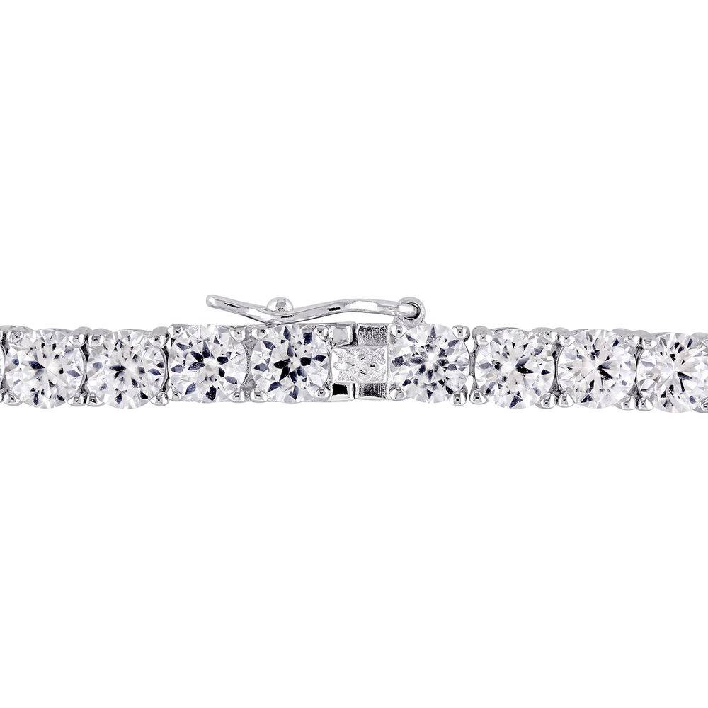 4.0mm Round Lab-Created White Sapphire Tennis Bracelet in Sterling Silver-5 product photo