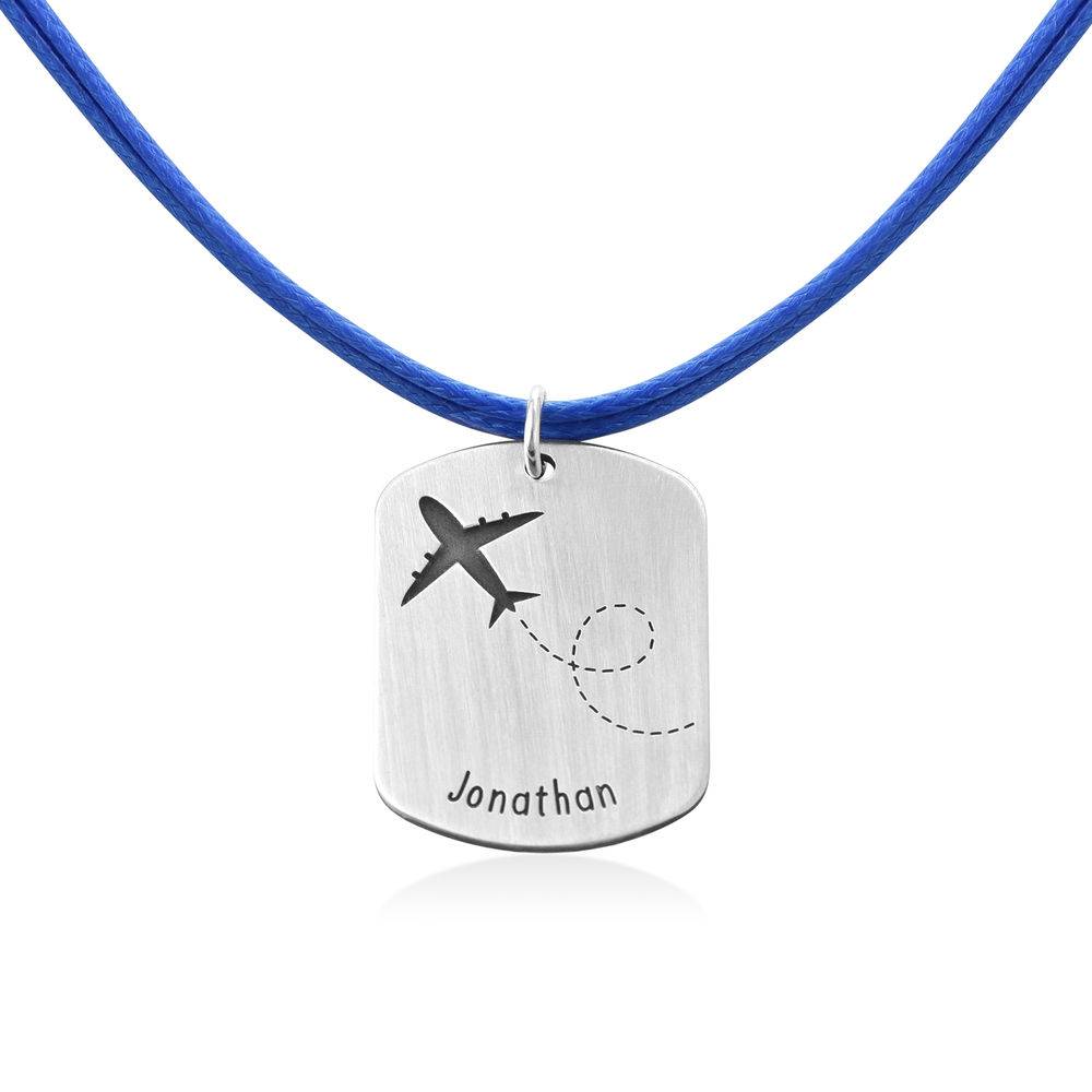 Custom Airplane Dog Tag Necklace in Sterling Silver-4 product photo