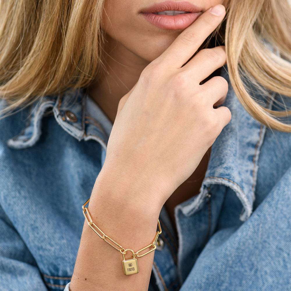 Allie Padlock Link Bracelet in Gold Vermeil-4 product photo