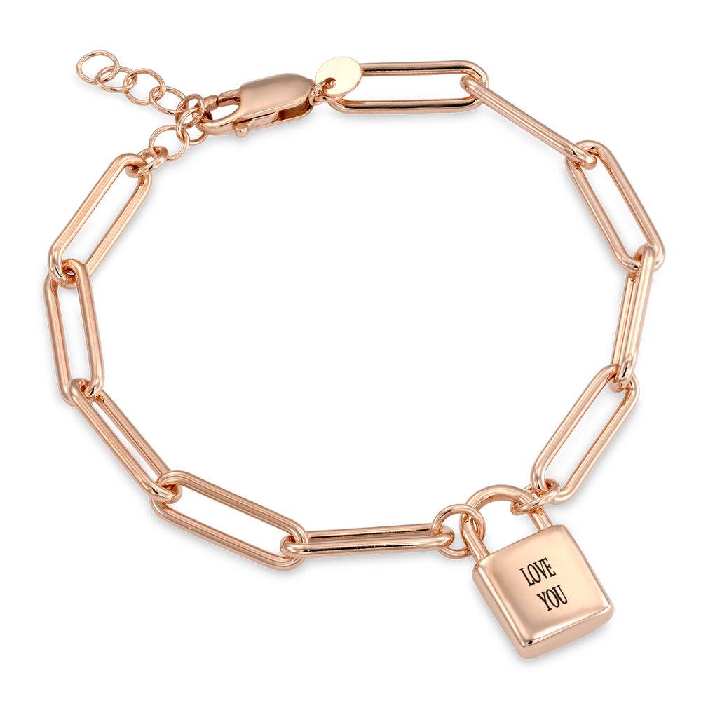 Allie Padlock Link Bracelet in Rose Gold Plating-4 product photo