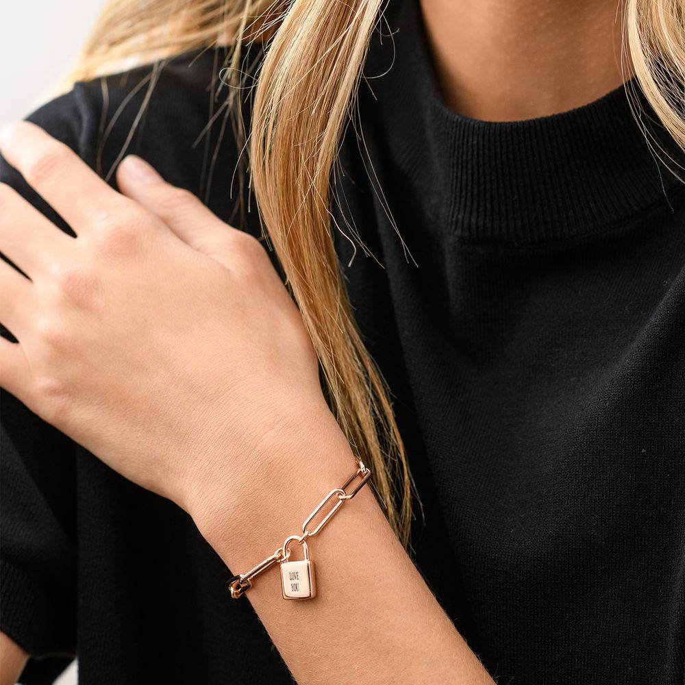 Allie Padlock Link Bracelet in Rose Gold Plating-2 product photo