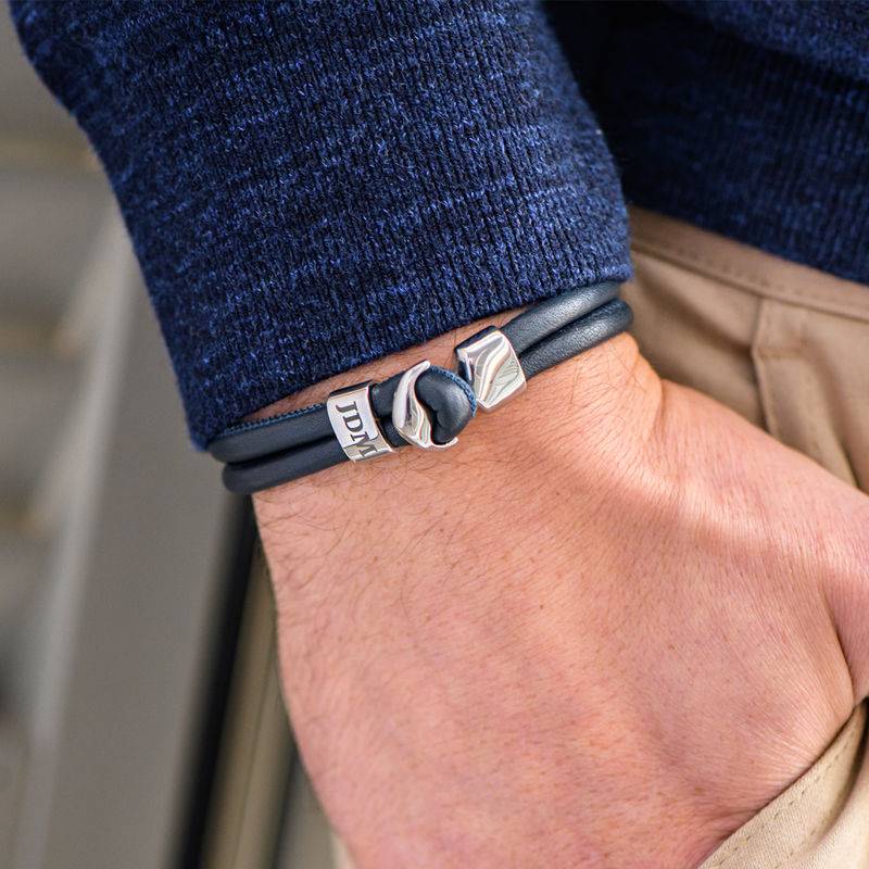 Anchor Bracelet for Men with Engraved Initial in Stainless Steel-1 product photo
