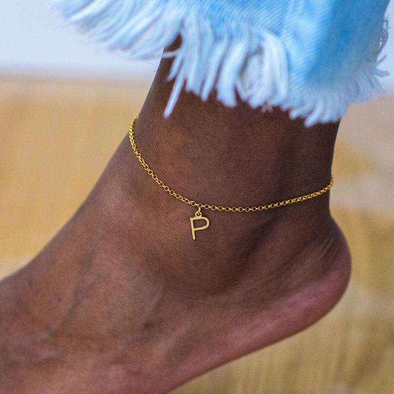 Ankle Bracelet with Initial in Gold Plating-3 product photo