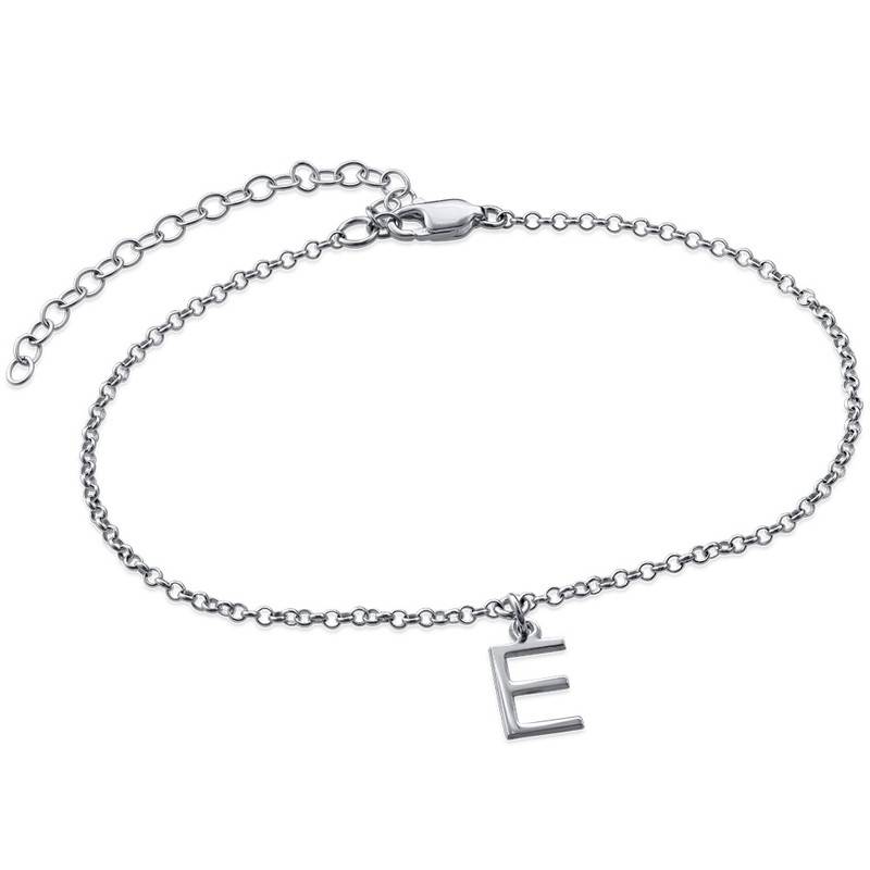 Ankle Bracelet with Initial in Silver-1 product photo