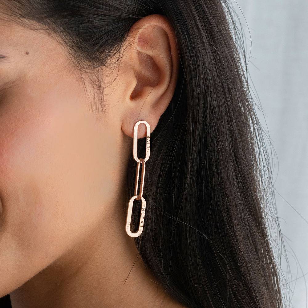 Aria Link Chain Earrings in 18K Rose Gold Plating-2 product photo