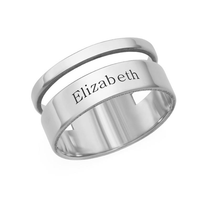Asymmetrical Name Ring in Silver-1 product photo