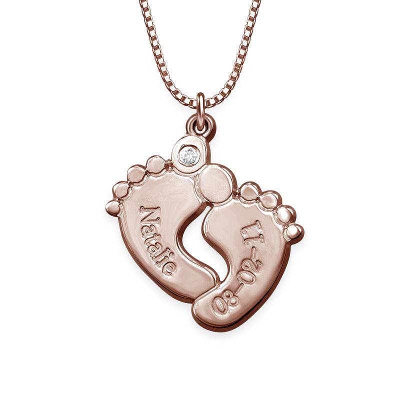 Baby Feet Necklace Rose Gold Plated with Diamond-1 product photo
