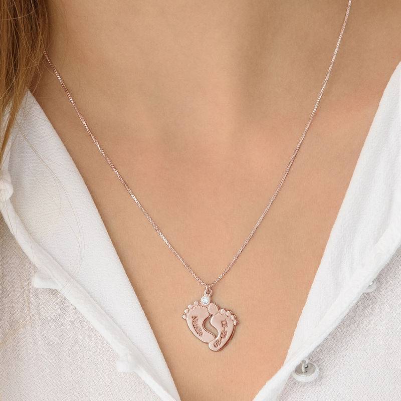 Baby Feet Necklace Rose Gold Plated with Diamond-3 product photo