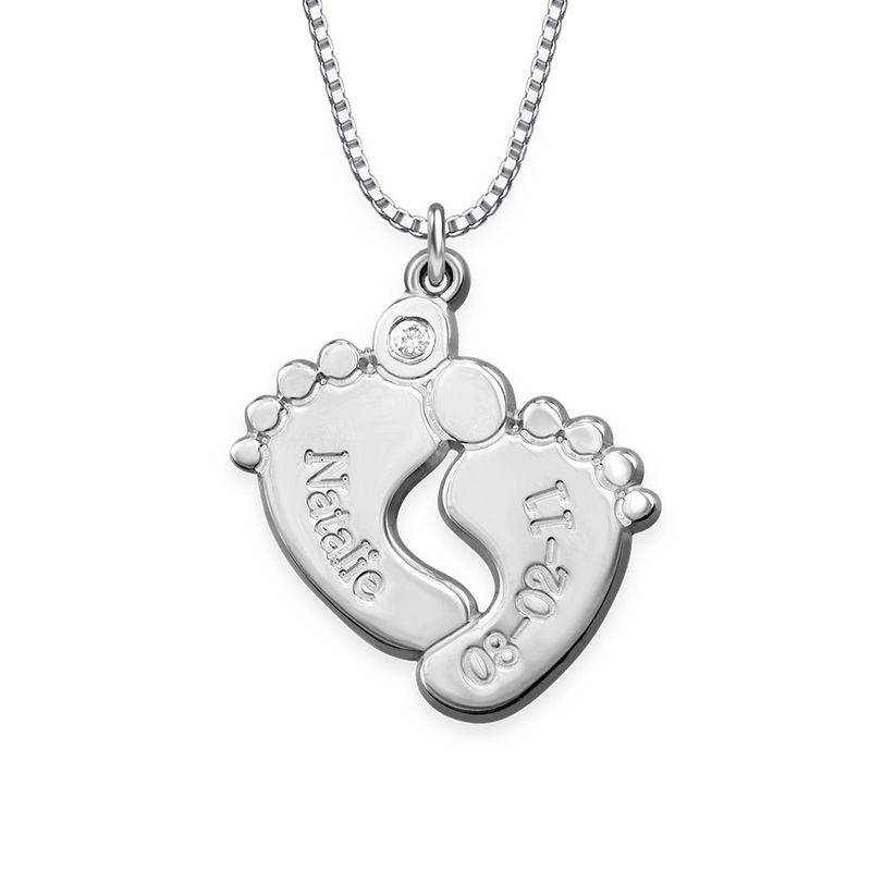 Baby Feet  Sterling Silver Diamond Necklace-1 product photo