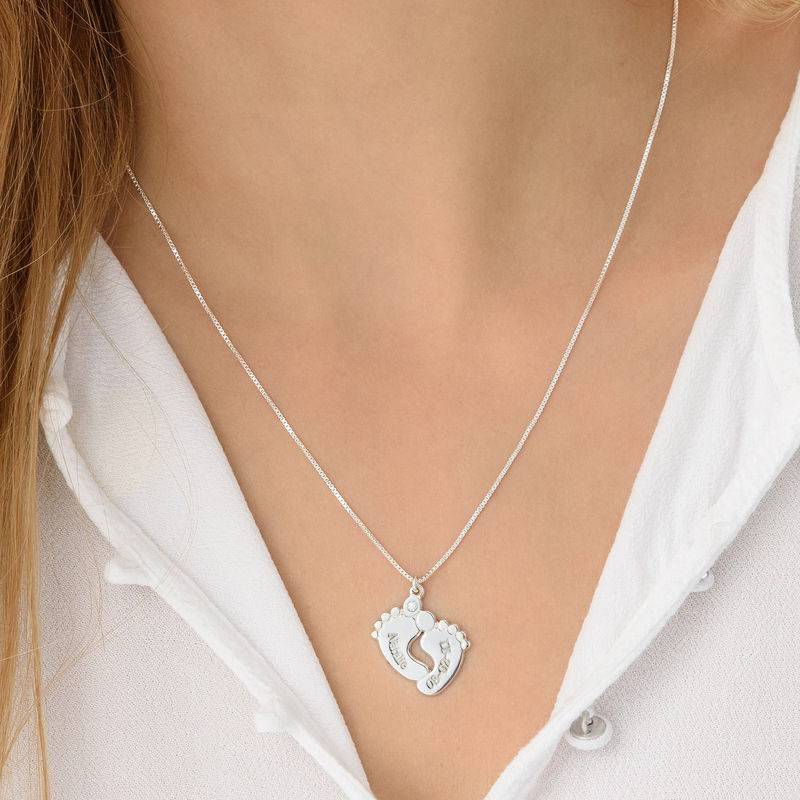 Baby Feet  Sterling Silver Diamond Necklace-3 product photo