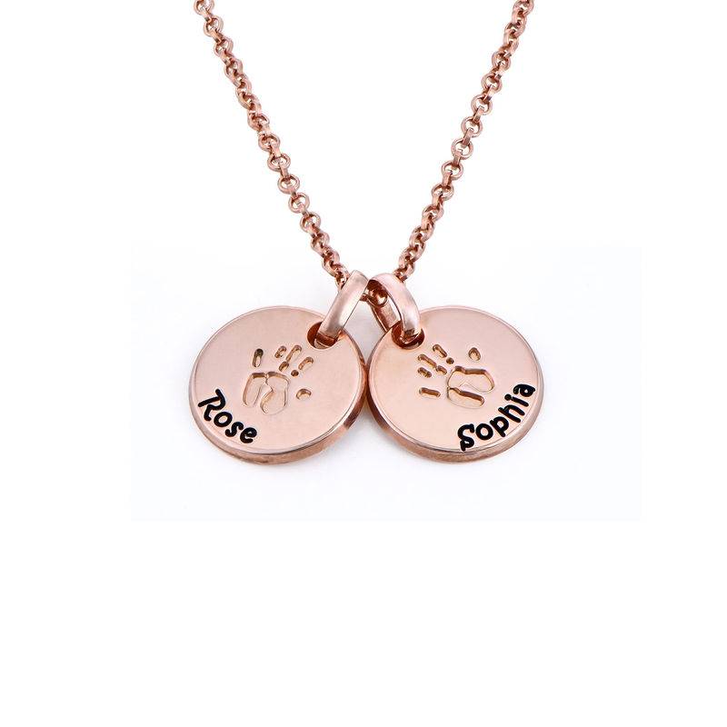 Baby Hand Engraved Charm Necklace in Rose Gold Plating product photo