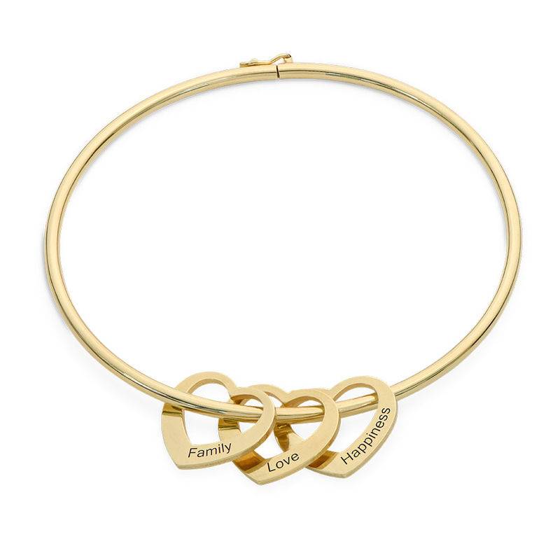 Chelsea Bangle with Heart Pendants in 18k Gold Plating-1 product photo