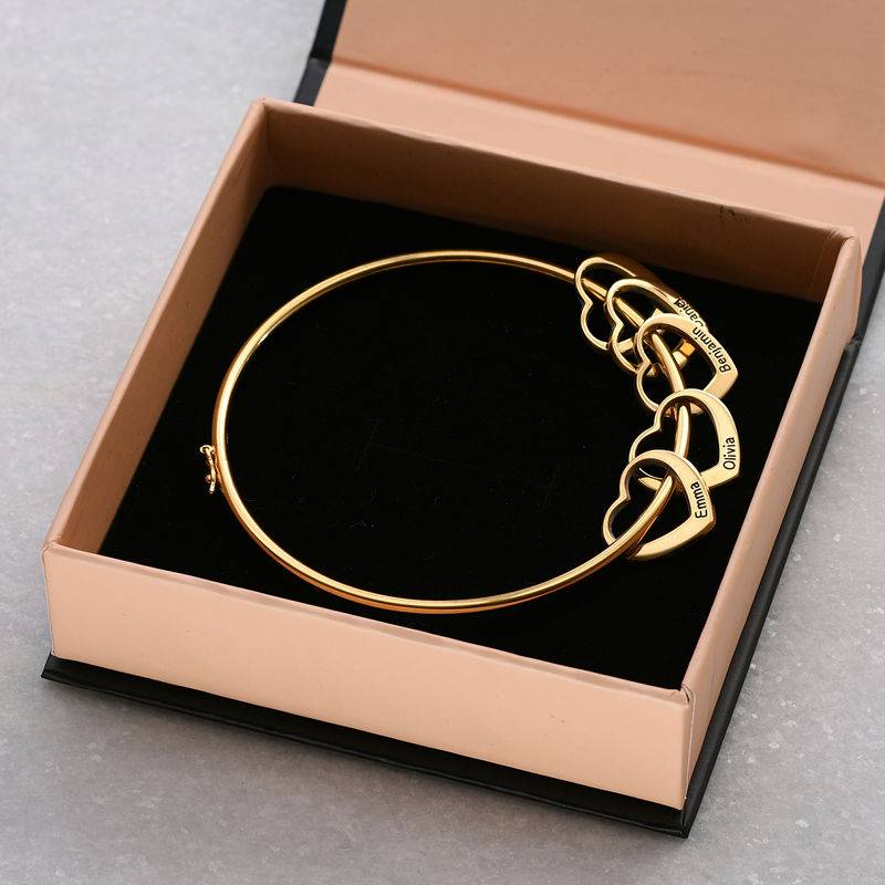 Chelsea Bangle with Heart Pendants in 18k Gold Plating-5 product photo