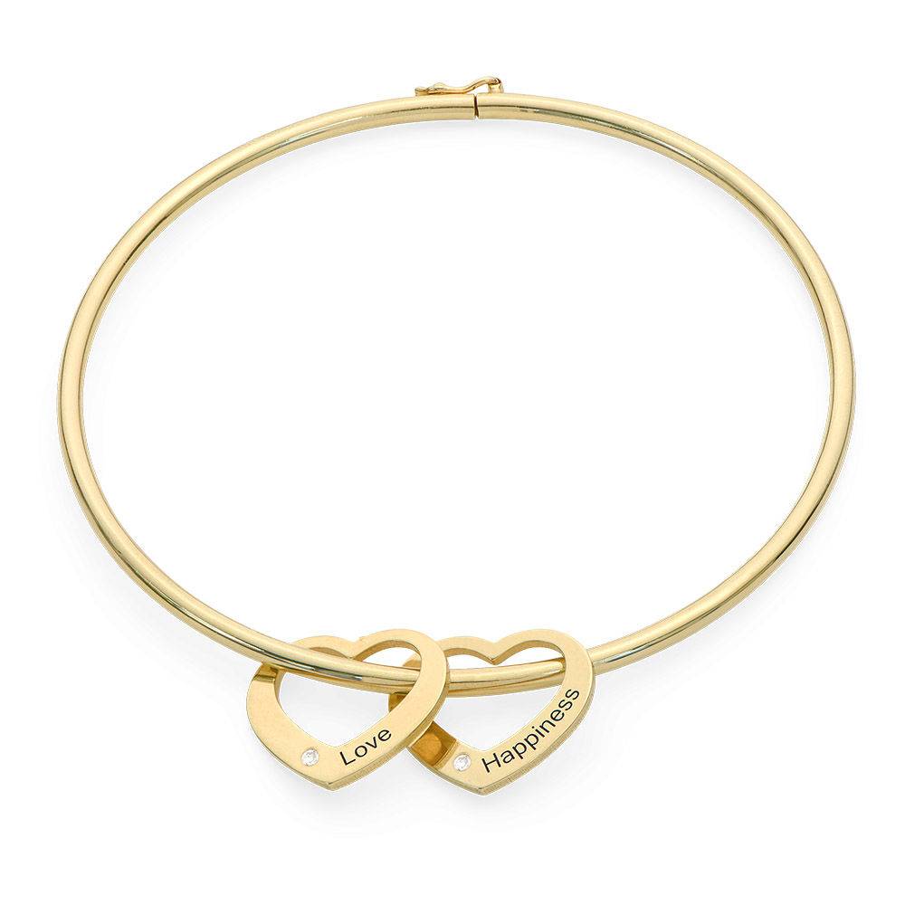Chelsea Bangle with Heart Pendants in 18k Gold Vermeil with Diamonds-2 product photo