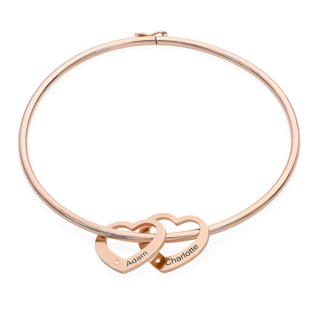 Chelsea Bangle with Heart Pendants in 18k Rose Gold Plating with Diamonds product photo
