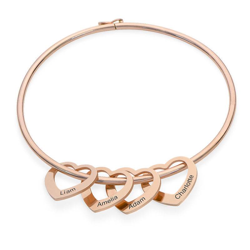 Chelsea Bangle with Heart Pendants in 18k Rose Gold Plating-3 product photo
