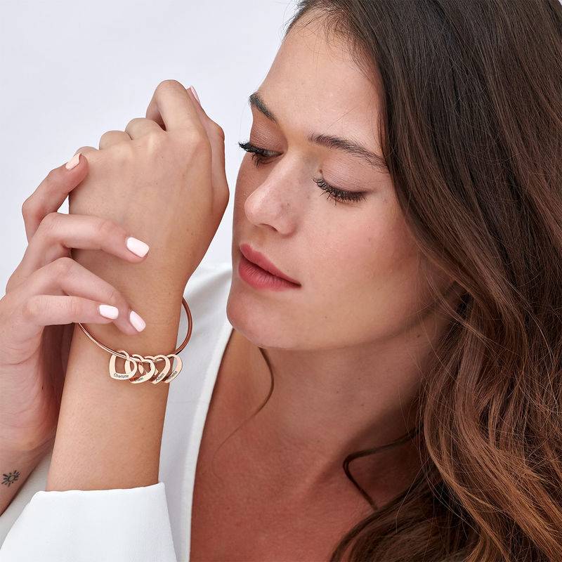 Chelsea Bangle with Heart Pendants in 18k Rose Gold Plating-1 product photo