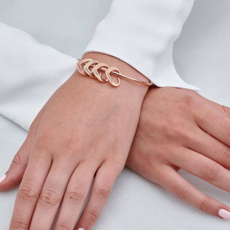 Chelsea Bangle with Heart Pendants in 18k Rose Gold Plating-4 product photo