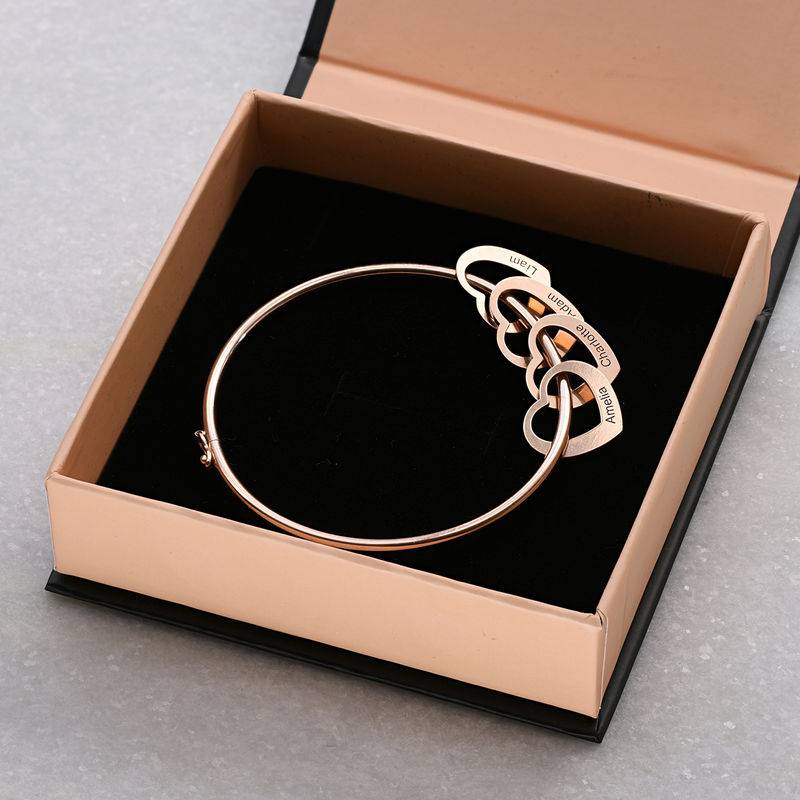 Chelsea Bangle with Heart Pendants in 18k Rose Gold Plating-5 product photo