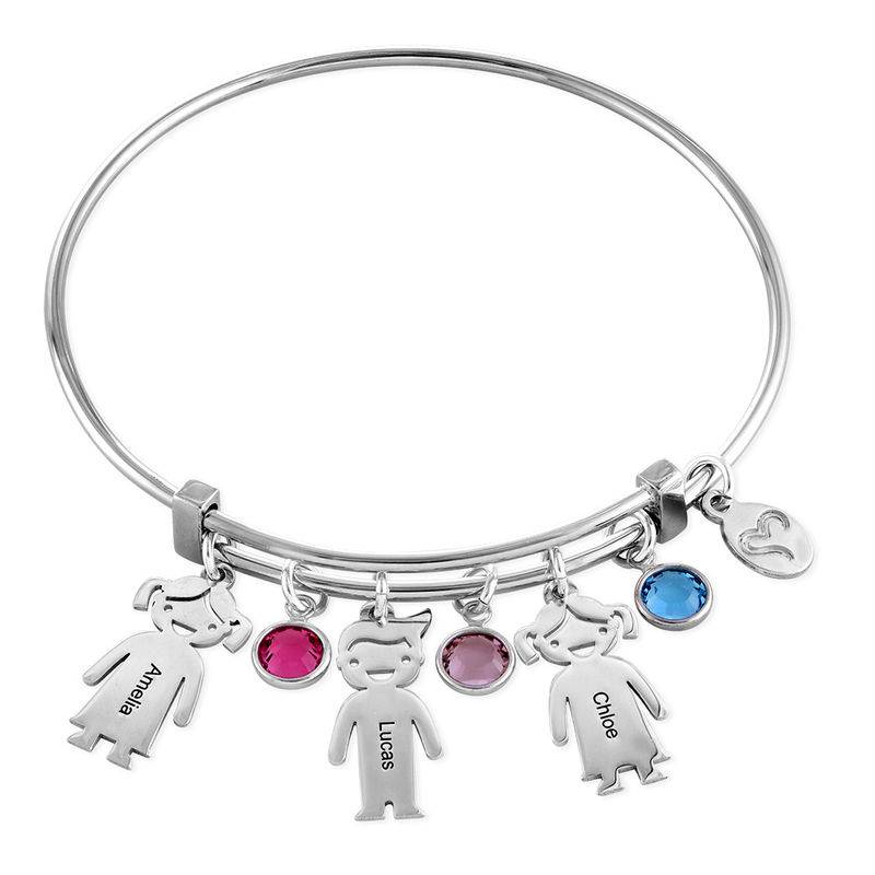 Silver Bangle Bracelet with Kids Charms product photo