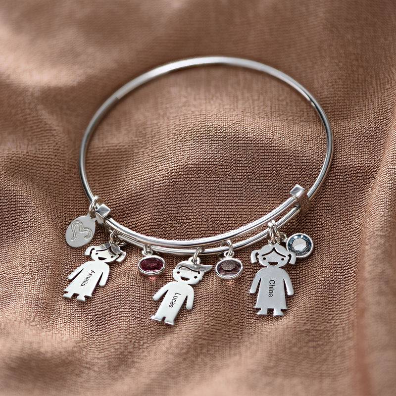 Silver Bangle Bracelet with Kids Charms product photo