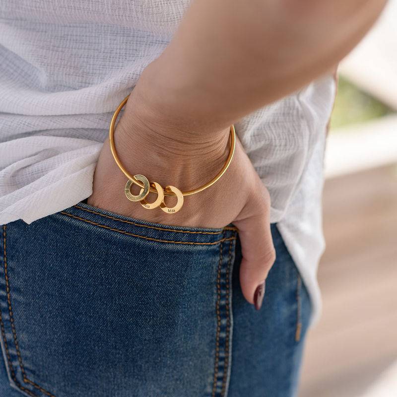 Bangle Bracelet with Round Shape Pendants in Gold Plating-5 product photo
