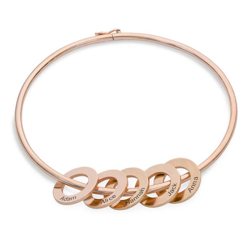 Bangle Bracelet with Round Shape Pendants in Rose Gold Plating-3 product photo