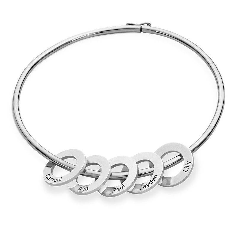 Bangle Bracelet with Round Shape Pendants in silver-1 product photo