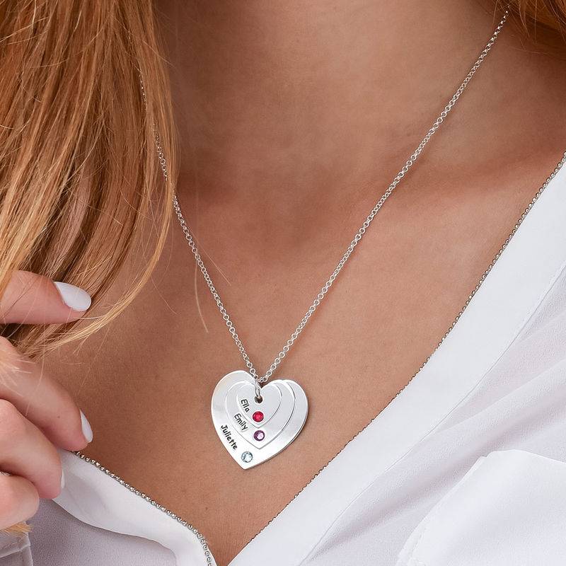 Birthstone Heart Necklace for Moms-4 product photo