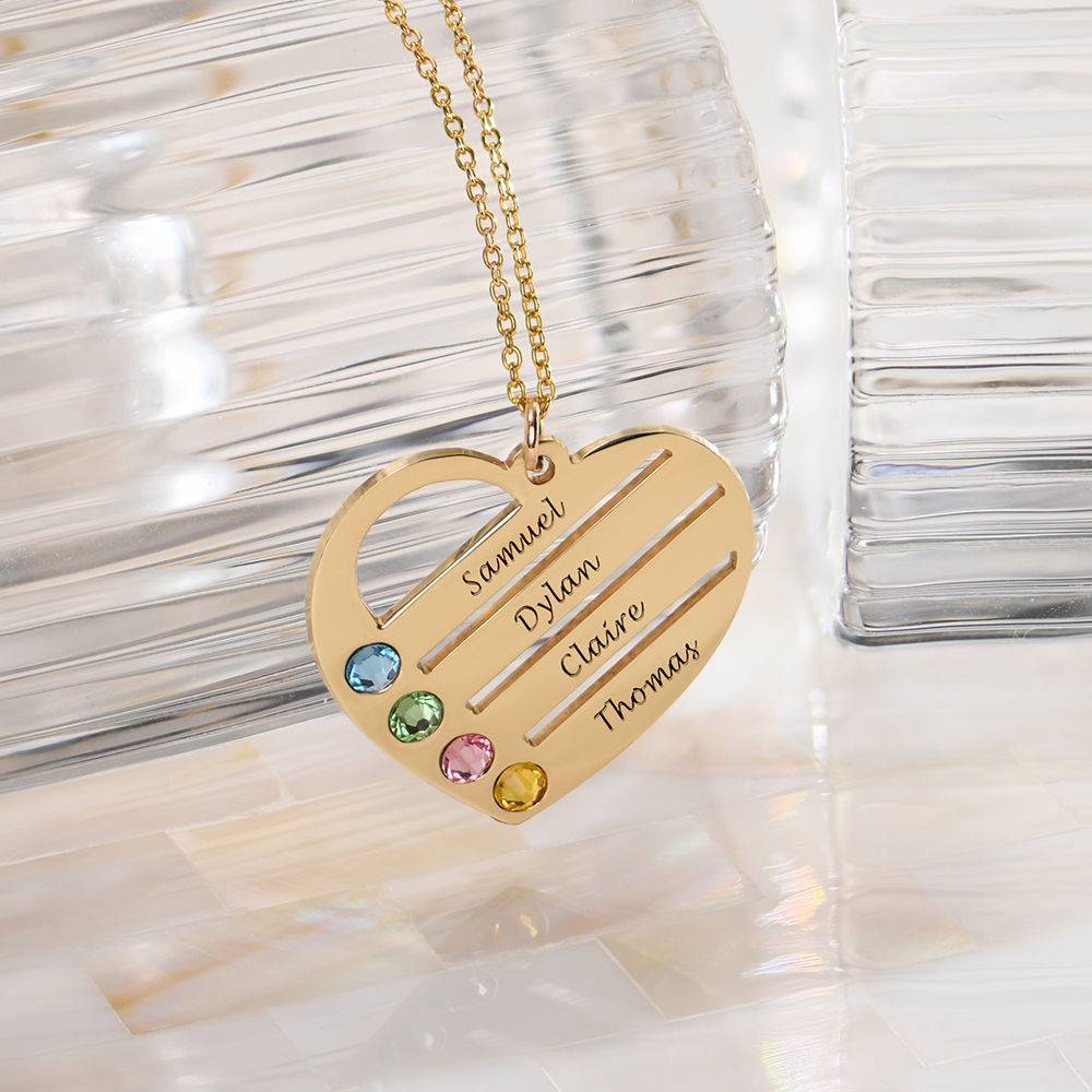 Terry Birthstone Heart Necklace with Engraved Names in 18k Gold Vermeil-2 product photo