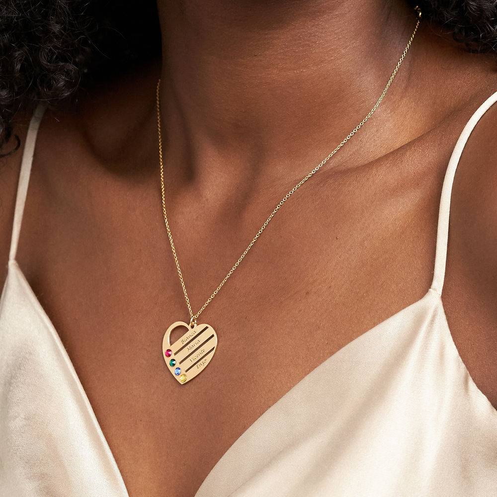 Terry Birthstone Heart Necklace with Engraved Names in 18k Gold Vermeil-1 product photo