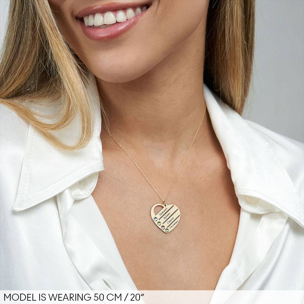 Terry Birthstone Heart Necklace with Engraved Names in 10k Gold-3 product photo
