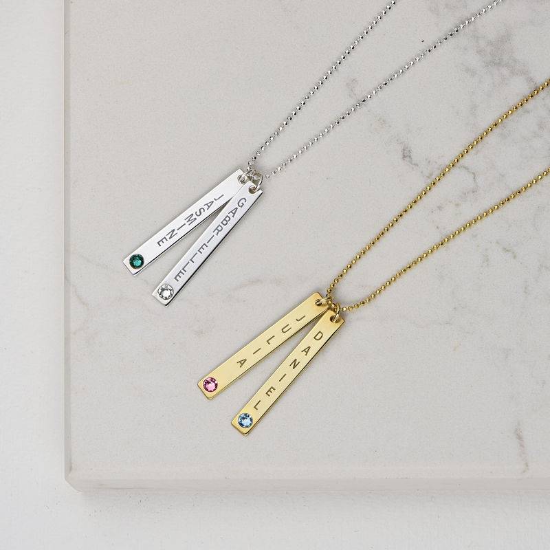 vertical bar birthstone necklace