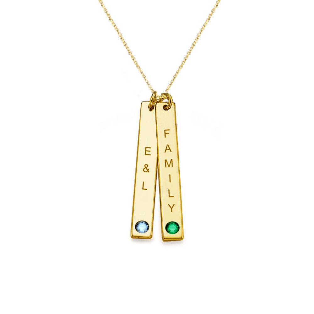 Birthstone Vertical Bar Necklace For Mothers in 18k Gold Vermeil-2 product photo