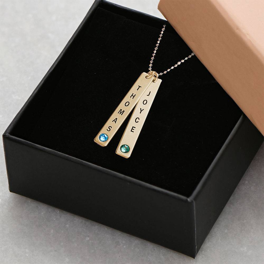 Birthstone Vertical Bar Necklace For Mothers in 18k Gold Vermeil-7 product photo