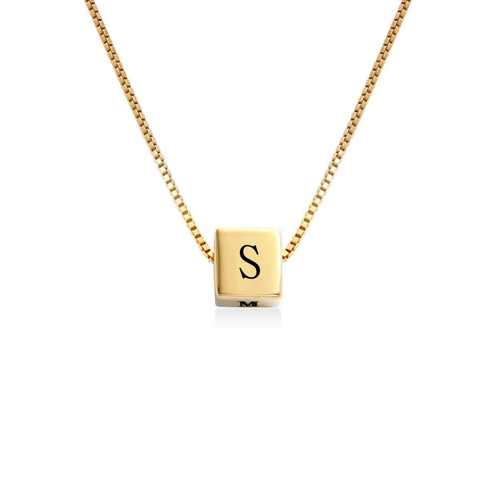 Blair Initial Cube Necklace in Gold Vermeil-1 product photo